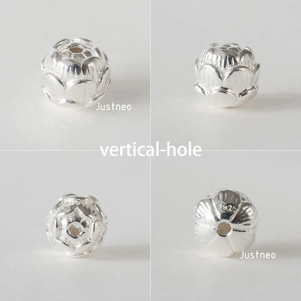 925 Sterling Silver lotus beads, DIY Silver Loose beads for Jewelry Making Findings