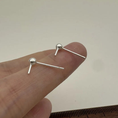 1Pair Solid 925 Sterling Silver 3mm Earring for Round Pearl beads DIY Accessories Making Components Finding