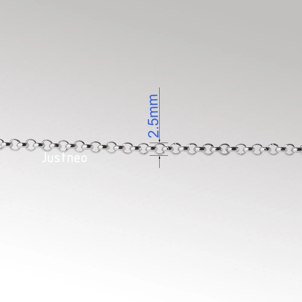 Solid 925 Sterling Silver Rollo/Rolo Chain Loose Rope Link for Jewelry Diy Components and Findings