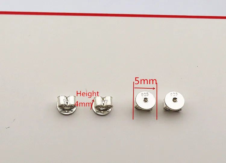 1 Pair Earnut Solid 925 Sterling Silver Original Butterfly Round Stopper Earring Backs for Ear Studs DIY Components for Jewelry