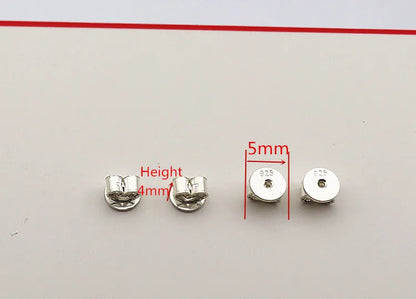 1 Pair Earnut Solid 925 Sterling Silver Original Butterfly Round Stopper Earring Backs for Ear Studs DIY Components for Jewelry