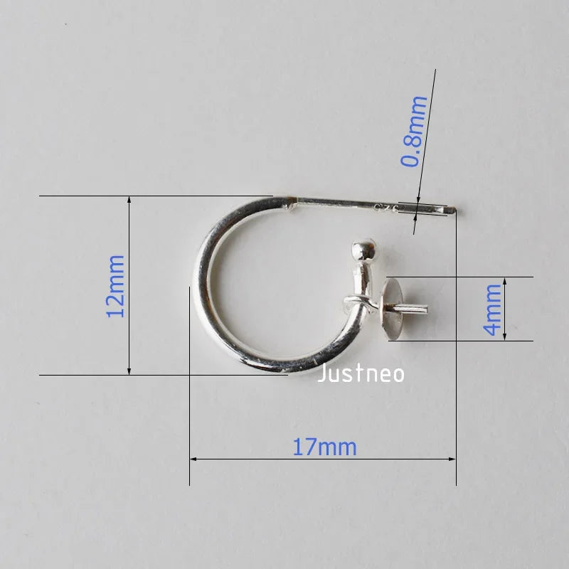 Solid 925 Sterling Silver Earring Findings Eearwire Hook with Pin for Women Earring Jewelry DIY ,1pair