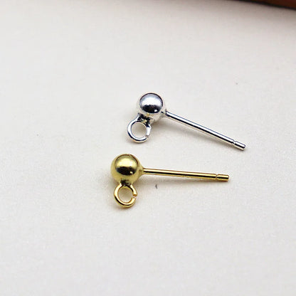 3mm Solid 925 Sterling Silver Ball Earring Post with Open Jump Ring  DIY Components Jewelry Making Earring Accessories Findings