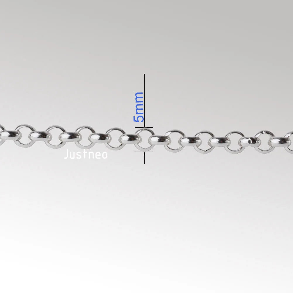 Solid 925 Sterling Silver Rollo/Rolo Chain Loose Rope Link for Jewelry Diy Components and Findings