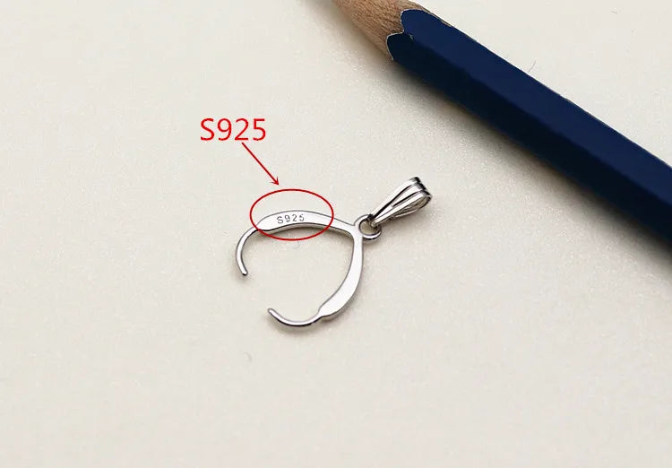 22mm Solid Sterling Silver Bail Pendant Connector Pinch Bail for Round Beads Jewelry Necklace Pendant Making Components DIY