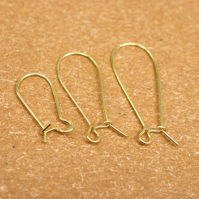 07mm Earring Hook Solid 925 Sterling Silver Ear Wire Hoop DIY Jewelry Making Accessories Supplies Kidney Shaped 1Pair Gold Color