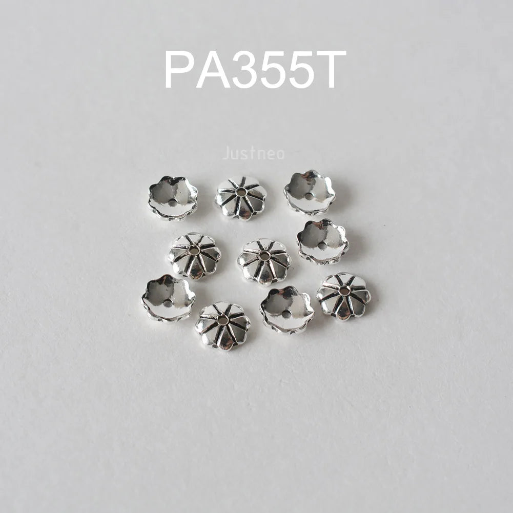 925 Sterling Silver Bead Caps, Oxidized Silver Flower Spacer Bead End Caps For Jewelry Making Bulk, DIY Jewelry Accessories