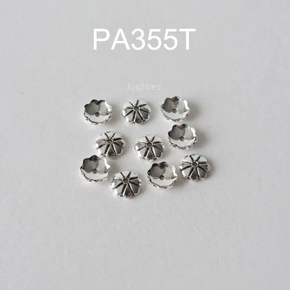 925 Sterling Silver Bead Caps, Oxidized Silver Flower Spacer Bead End Caps For Jewelry Making Bulk, DIY Jewelry Accessories