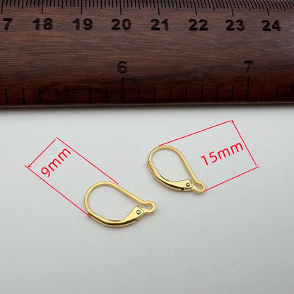 1Pair Solid 925 Sterling Silver French Hooks 18k Gold Color 15mm DIY Earring Accessories Making Components Finding