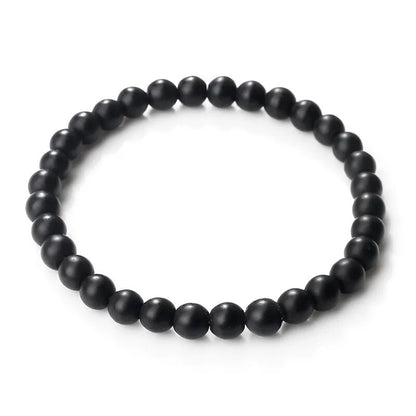 Bracelet extensible en onyx (agate) noir mat, 6-12 mm