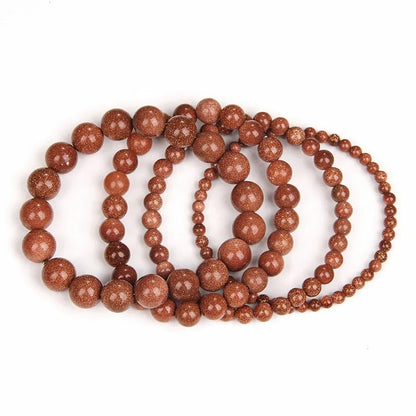 Gold Sand Stone Jasper Gemstone Stretch Bracelet 6-12mm