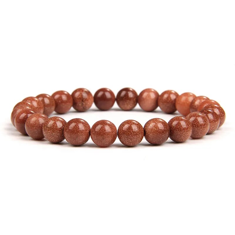 Gold Sand Stone Jasper Gemstone Stretch Bracelet 6-12mm