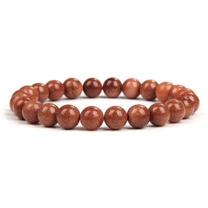 Gold Sand Stone Jasper Gemstone Stretch Bracelet 6-12mm