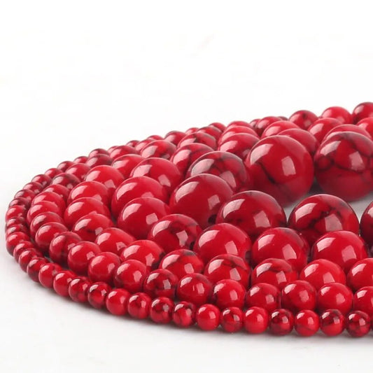 Rote Howlith-Türkisperlen, 2-12 mm