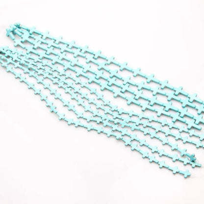 Blue Howlite Cross Beads, 12x16mm