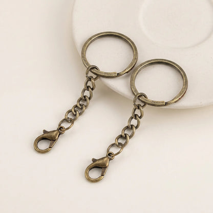 Antique bronze key ring with lobster clasp chain for DIY keychains