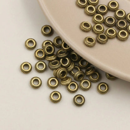Antique bronze decorative rondelle spacer beads
