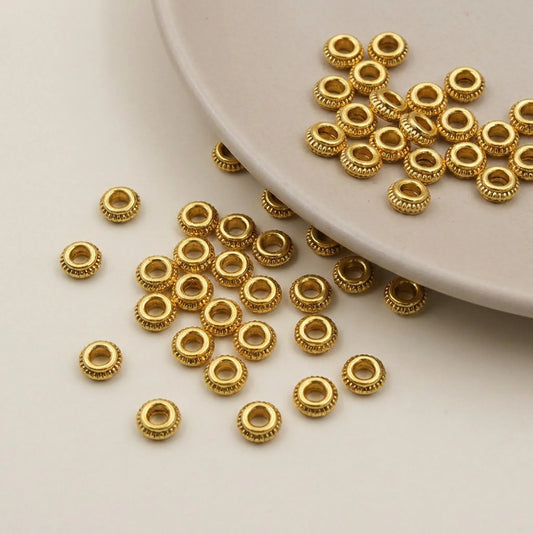 Antique gold decorative rondelle spacer beads