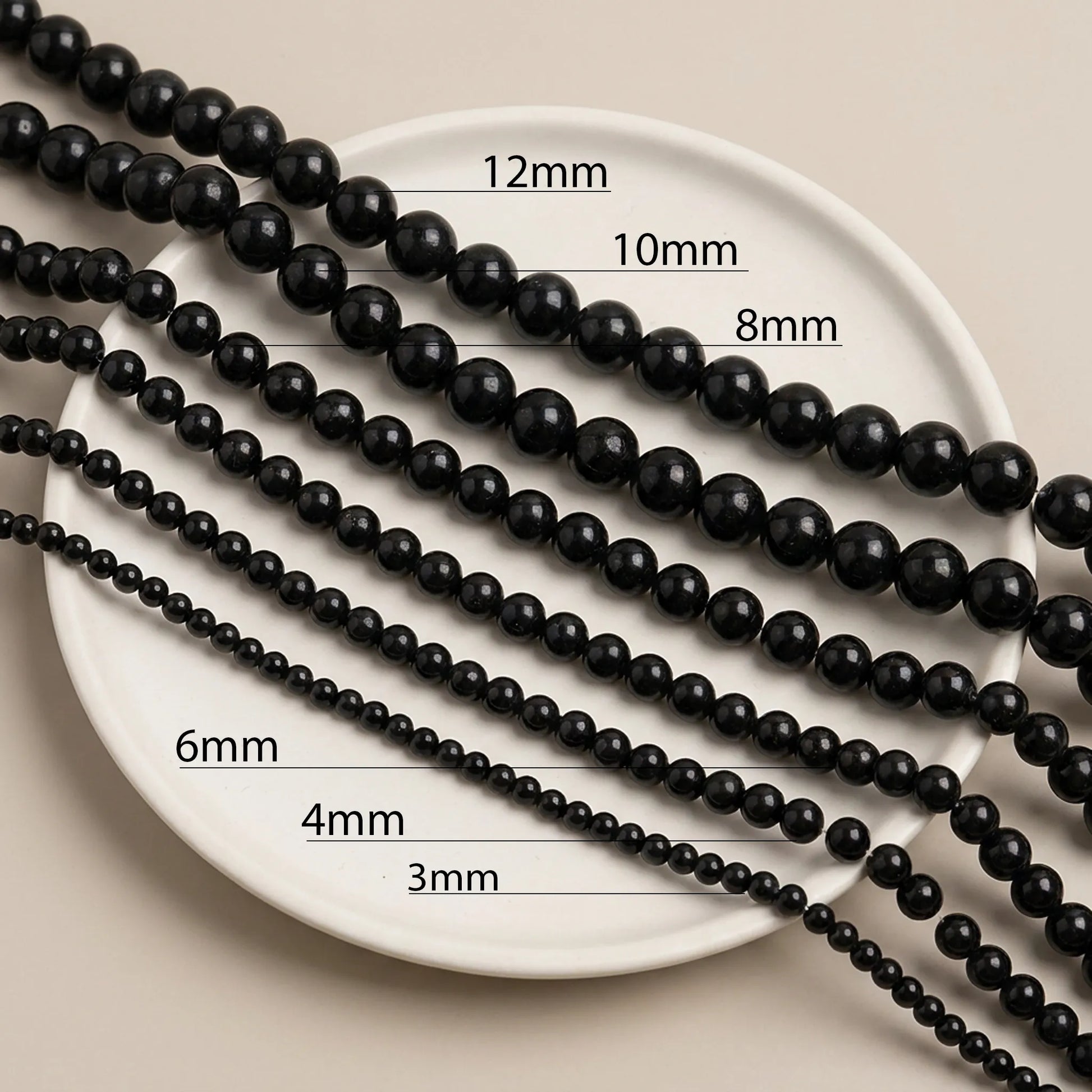 Natural black agate beads available in multiple sizes