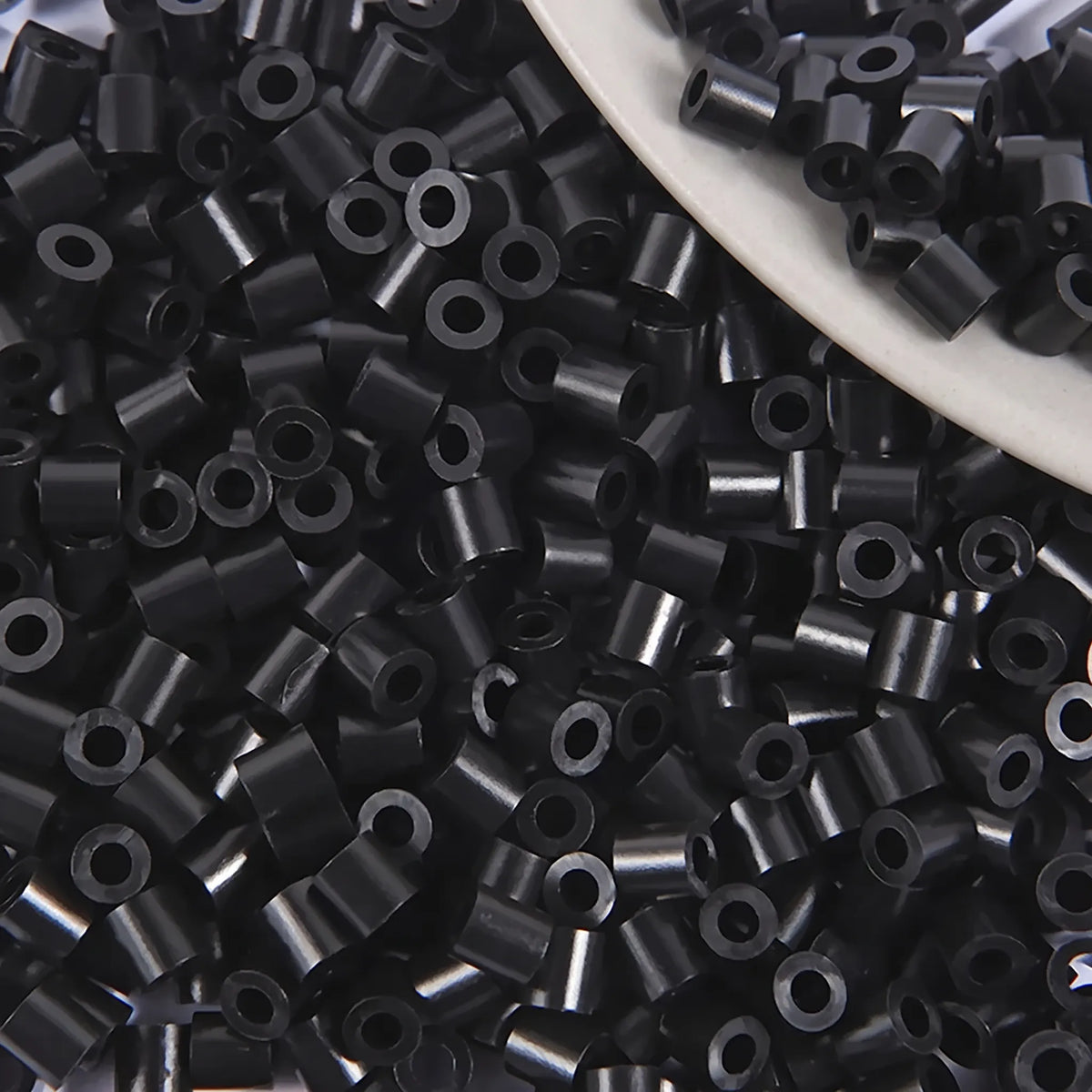 Black cylinder craft beads with large holes for jewelry making