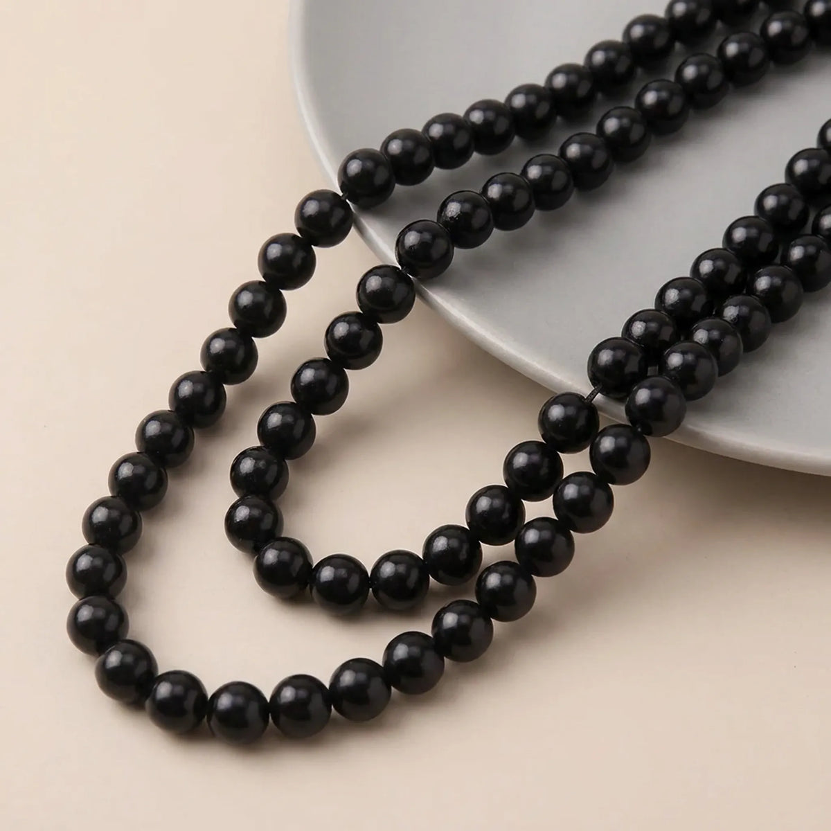 Black glass pearl beads 4mm–14mm for jewelry making loose round pearl coated glass beads pack