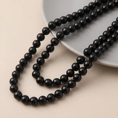 Black glass pearl beads 4mm–14mm for jewelry making loose round pearl coated glass beads pack