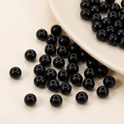 Pack of black glass pearl beads for bracelets necklaces earrings and DIY jewelry making