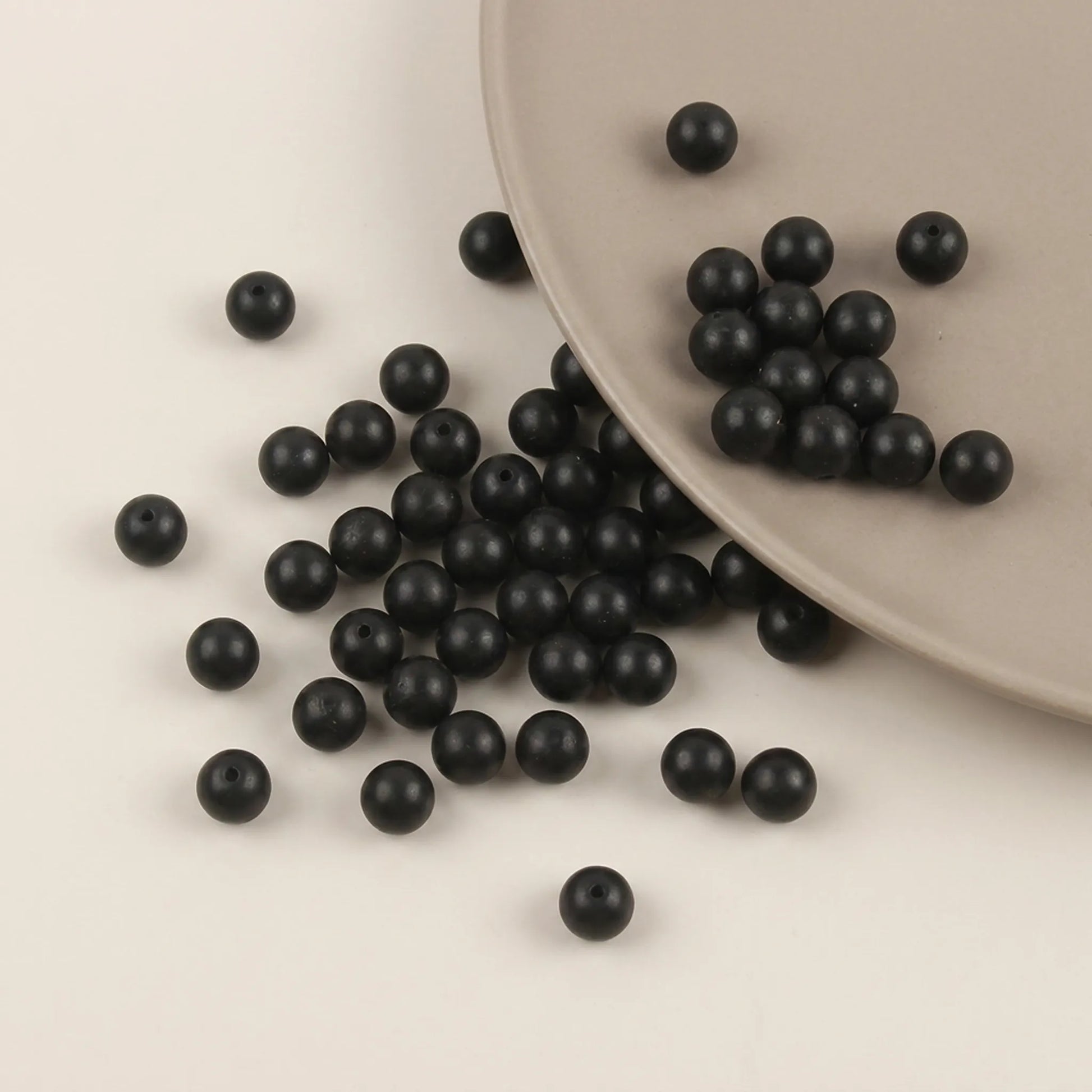 Black stone beads for jewelry making projects