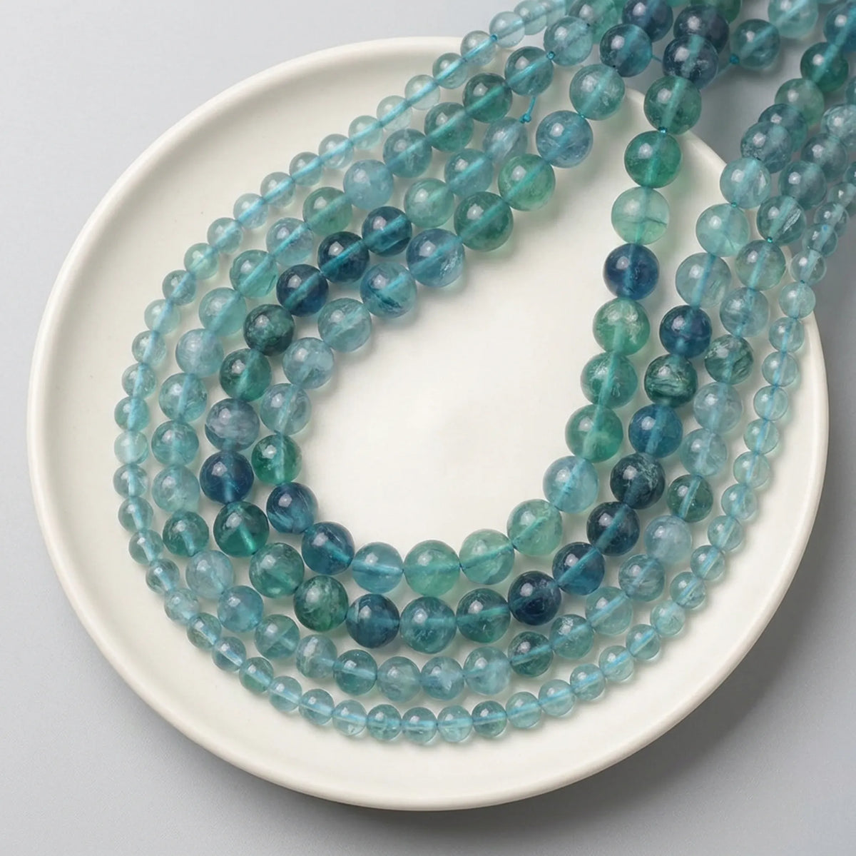 Natural blue fluorite round gemstone beads in multiple sizes for jewelry making