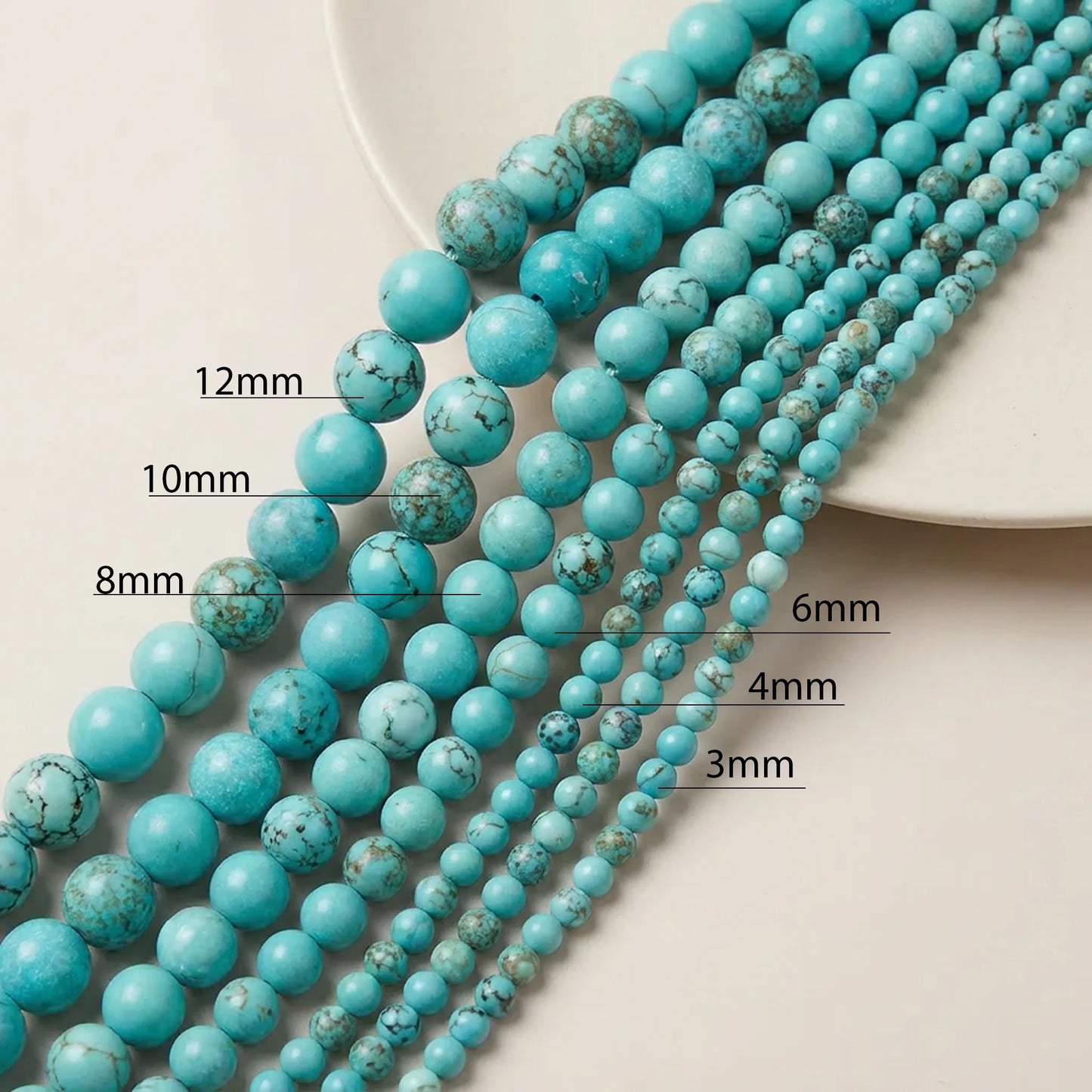 Natural blue turquoise beads available in multiple sizes