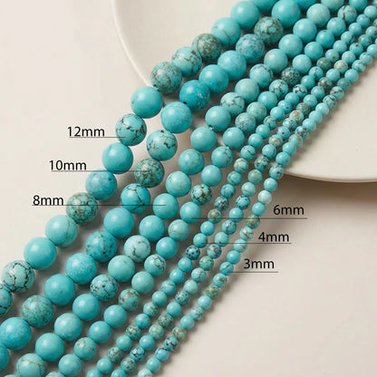 Natural blue turquoise beads available in multiple sizes