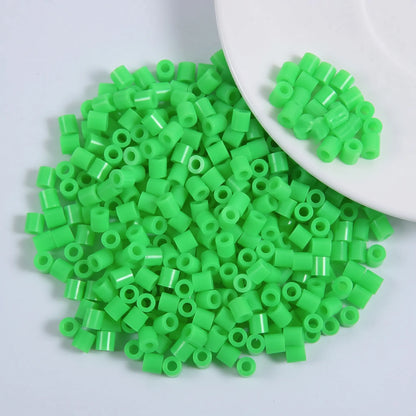 Bright green cylinder craft beads with large holes for jewelry making
