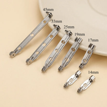 Stainless Steel Brooch Pin Backs – 14mm to 45mm, 20pcs