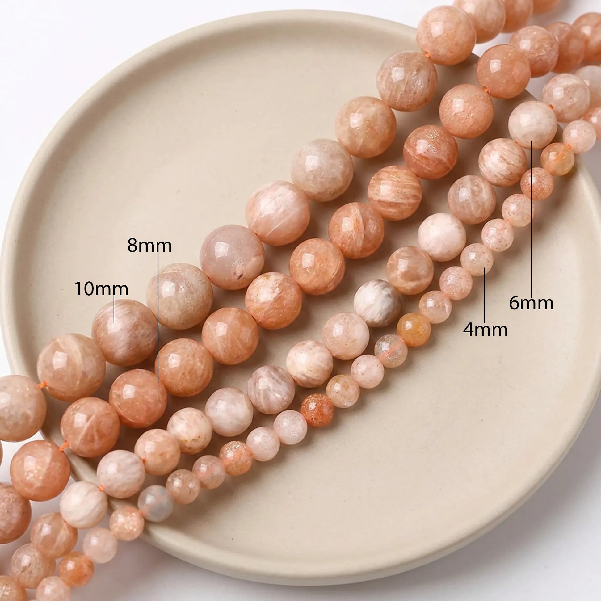 Brown sunstone beads available in multiple sizes