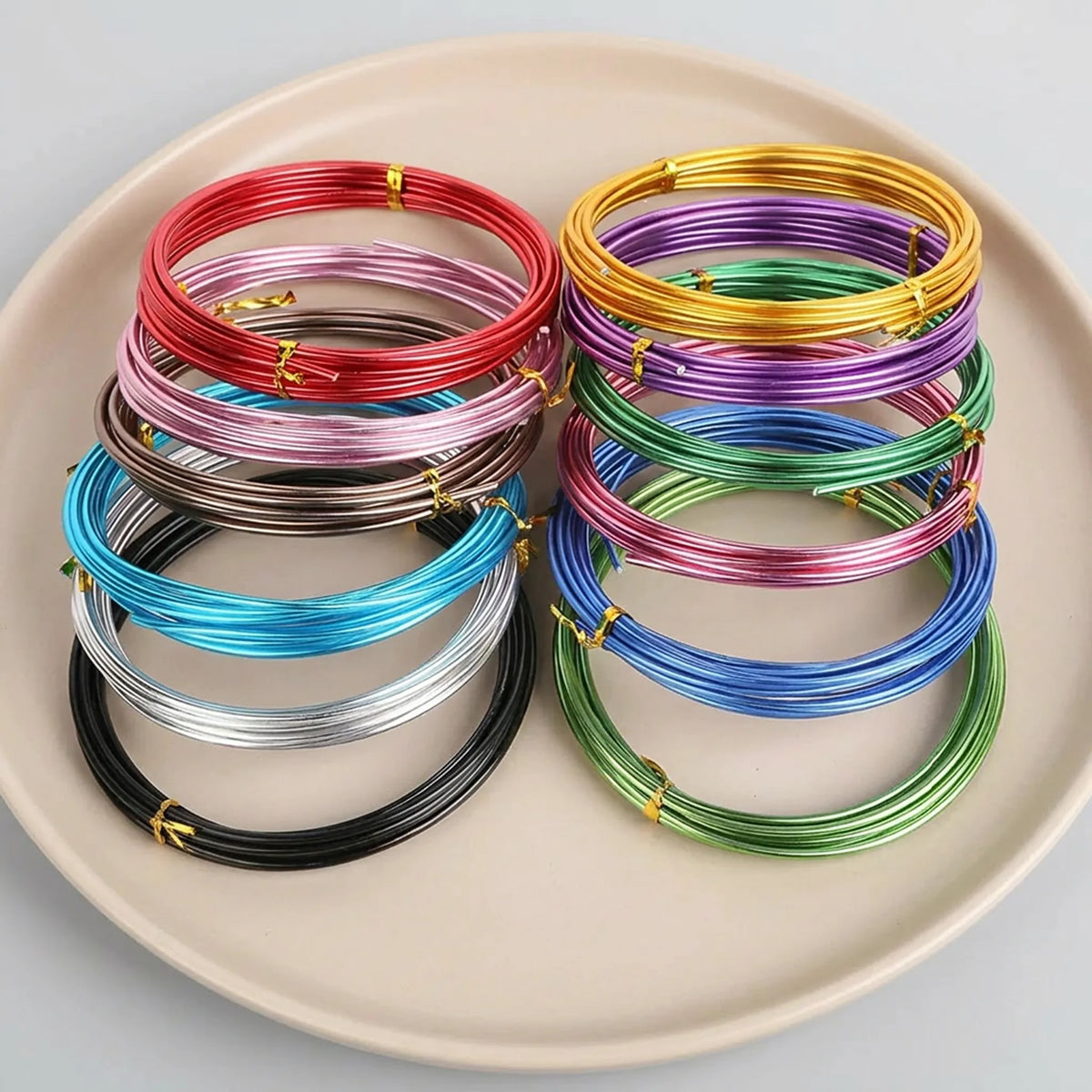 Colored anodized aluminum craft wire coils for DIY projects
