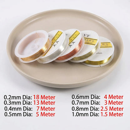 Colored copper wire size guide from 0.2mm to 1.0mm