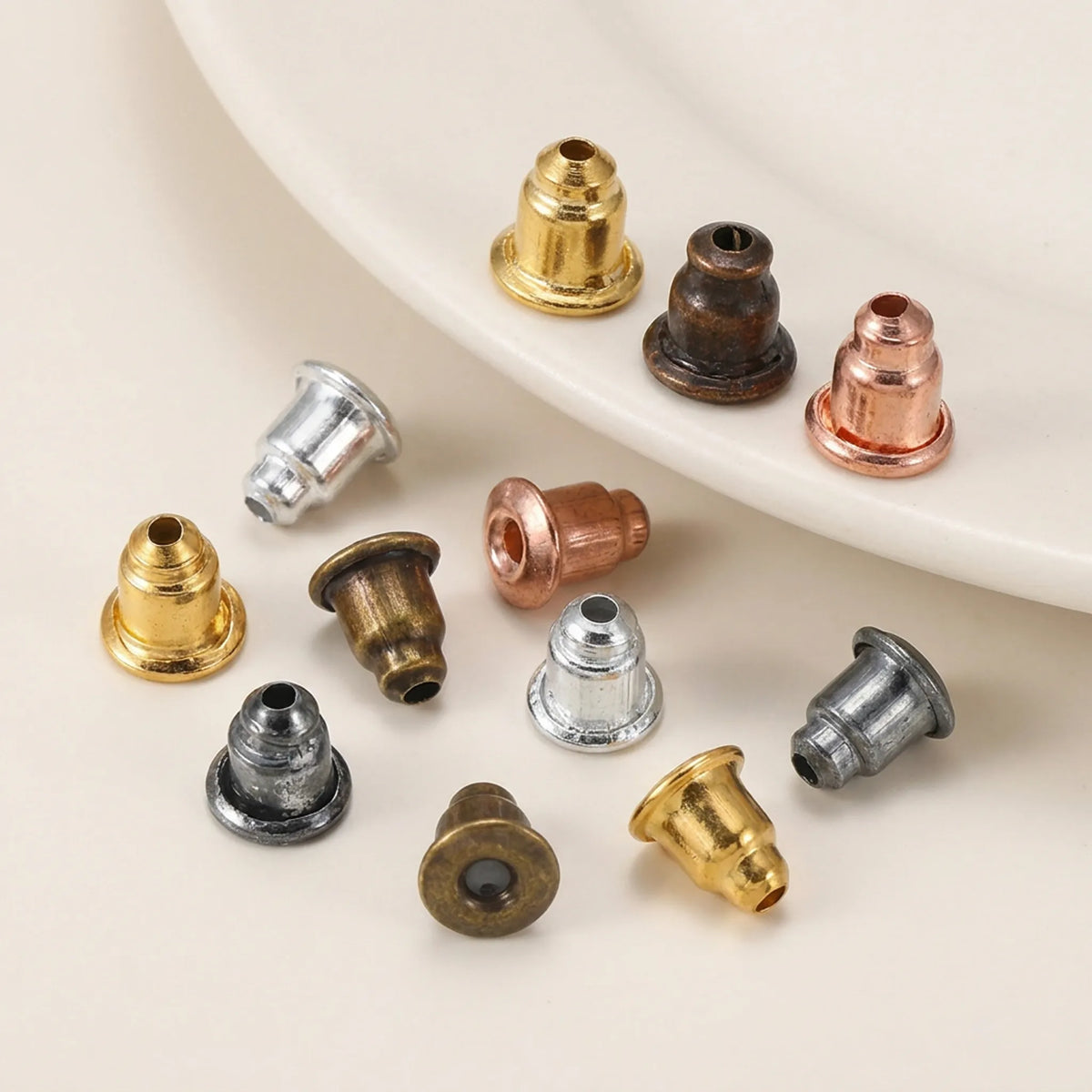 Copper earring backs stoppers 5x6mm 200pcs in silver gold bronze rhodium rose gold gun black and red copper for stud earrings