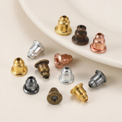 Copper earring backs stoppers 5x6mm 200pcs in silver gold bronze rhodium rose gold gun black and red copper for stud earrings