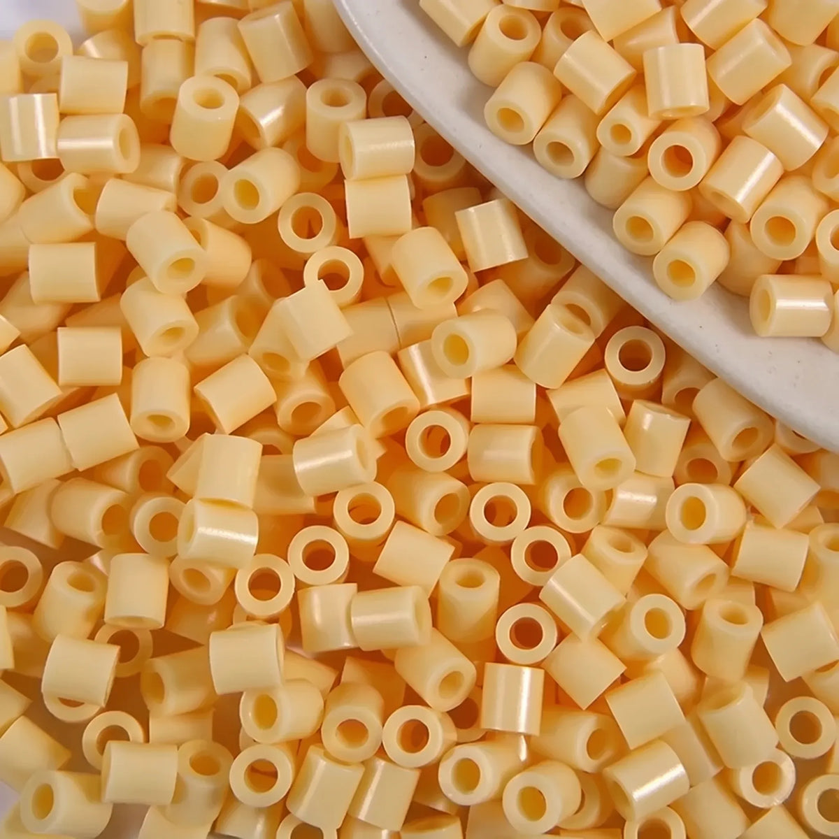 Cream yellow cylinder craft beads with large holes for jewelry making