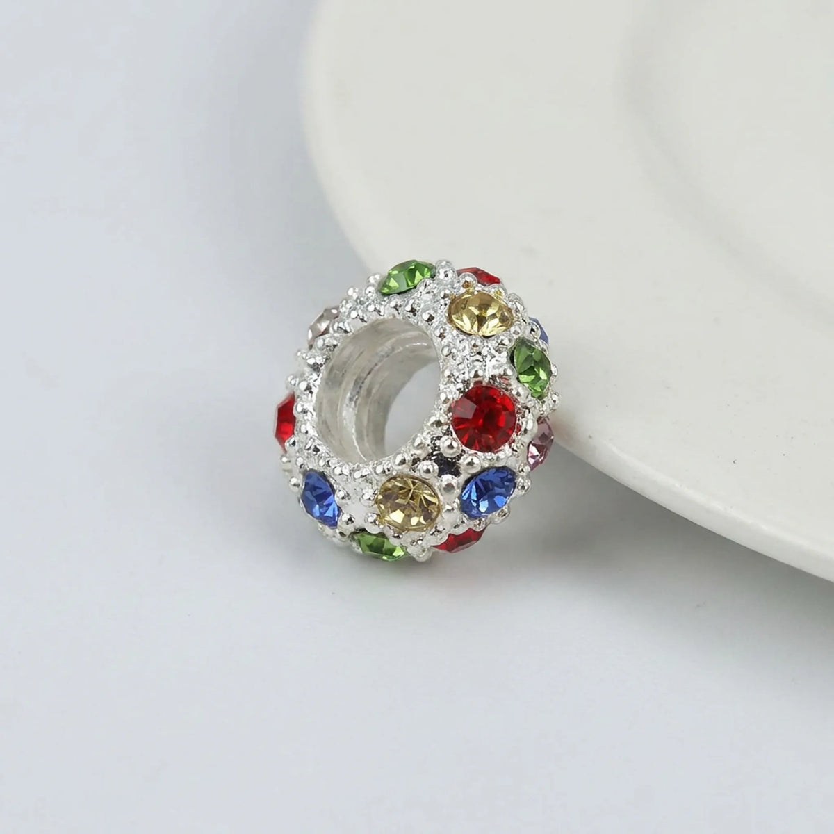 Multicolor crystal rhinestone rondelle spacer bead 10mm with 5mm large hole