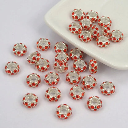 Orange red crystal rhinestone rondelle spacer beads 10mm for jewelry making