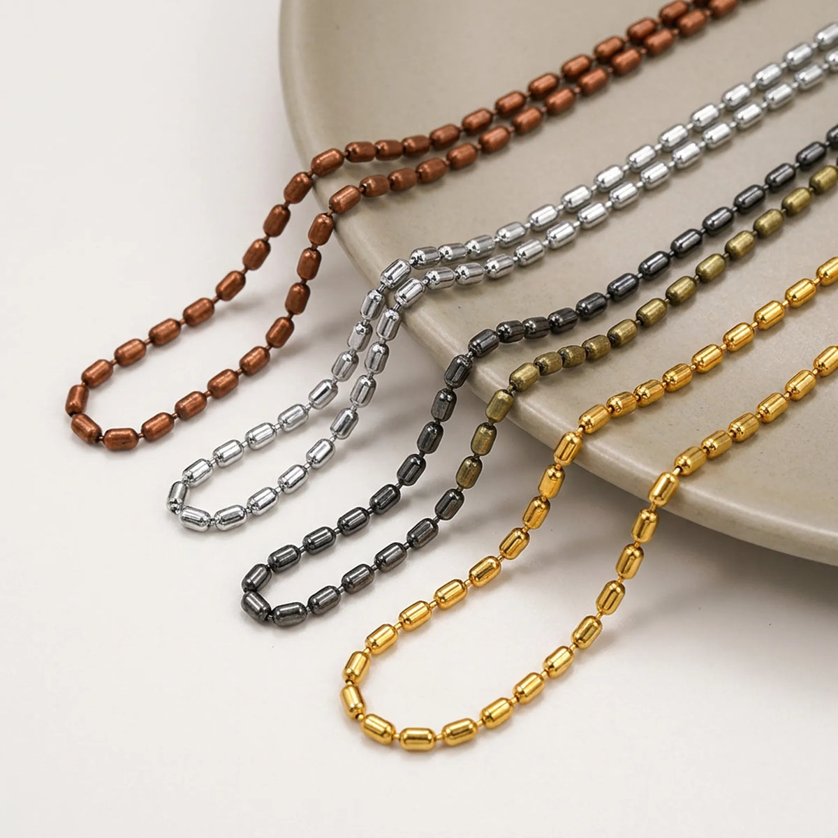 Cylindrical bead chain for jewelry making