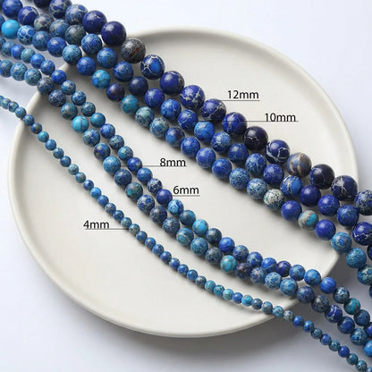 Dark blue sea sediment jasper beads available in multiple sizes