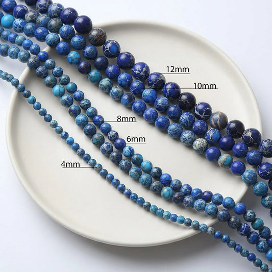 Dark blue sea sediment jasper beads available in multiple sizes