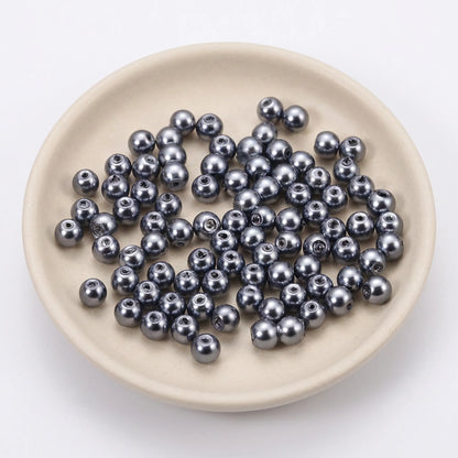 Dark Gray Glass Pearl Beads 4mm 6mm 8mm 10mm 12mm 14mm Pearl Coated Round Loose Beads for Jewelry Making