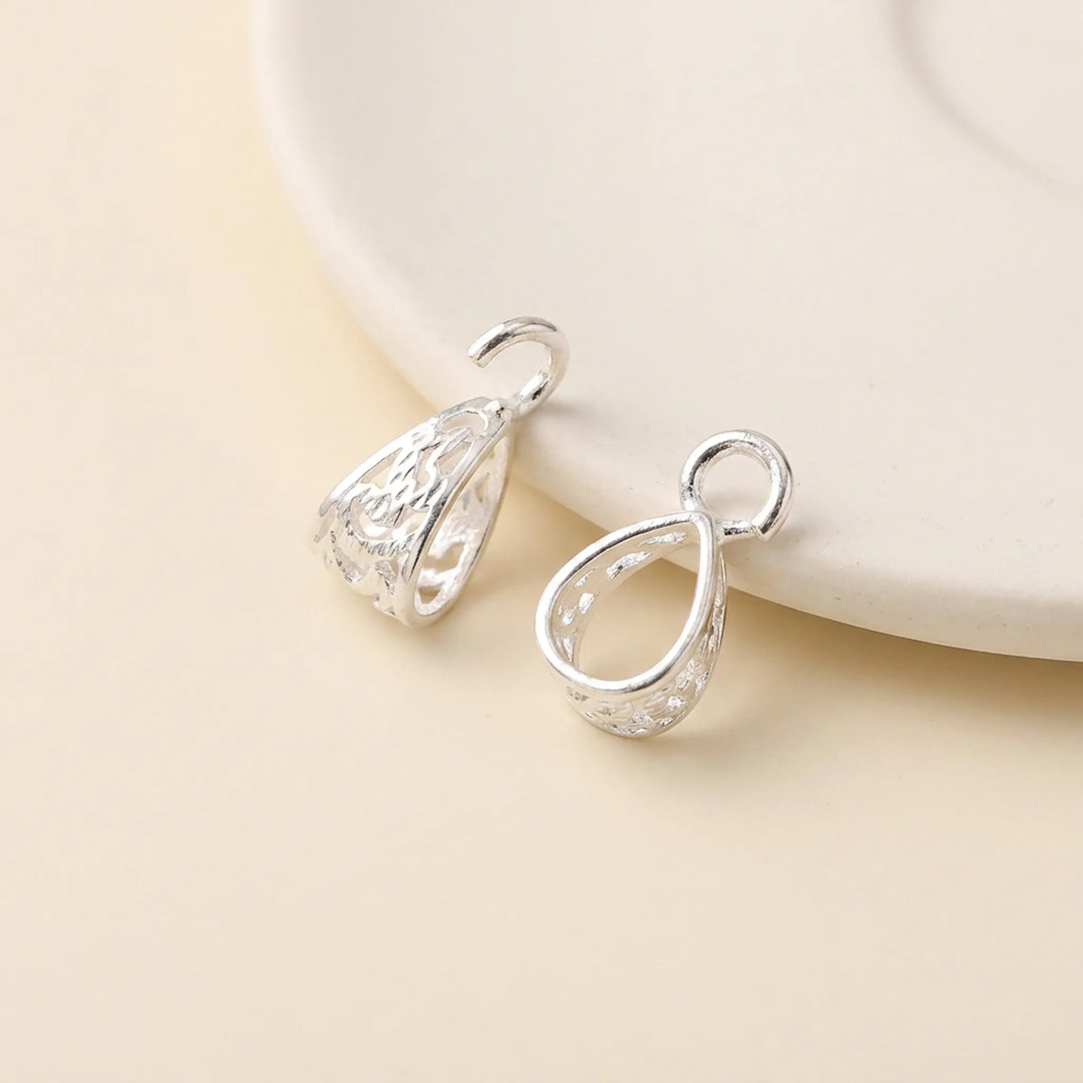 Decorative 925 sterling silver pendant bail with open ring for jewelry making
