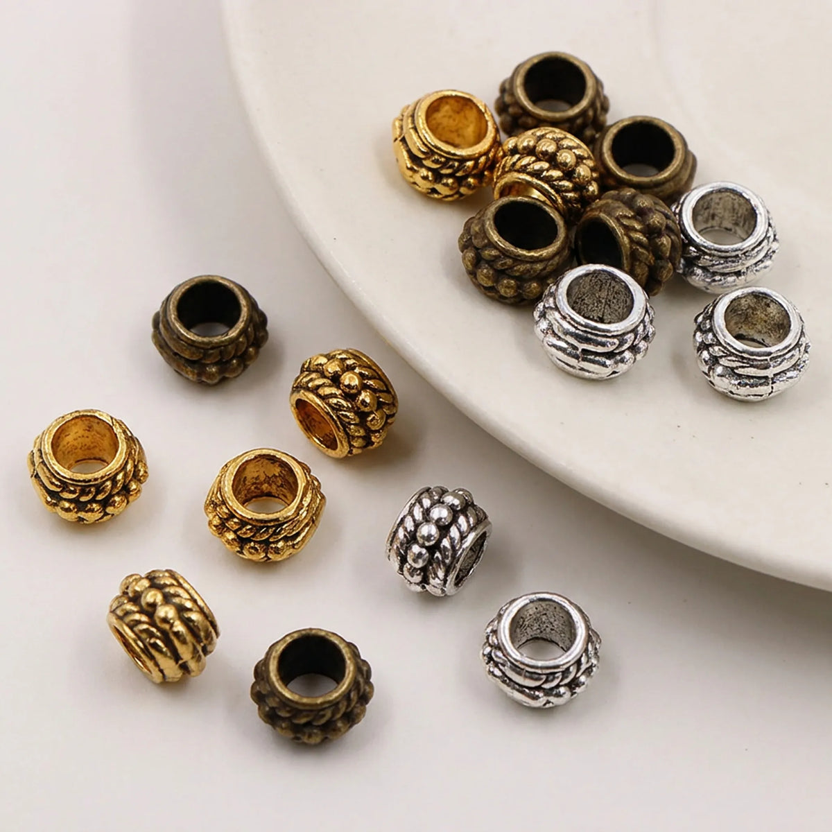 Decorative barrel spacer beads for jewelry making