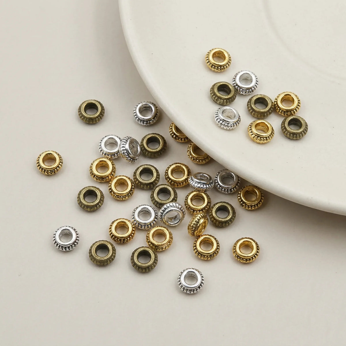 Antique gold decorative rondelle spacer beads