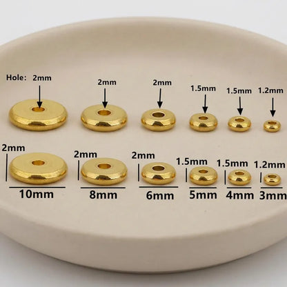 Flat round spacer beads size guide from 3mm to 10mm