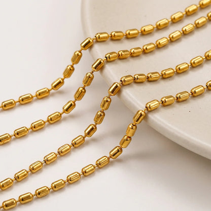Gold cylindrical bead chain for jewelry making